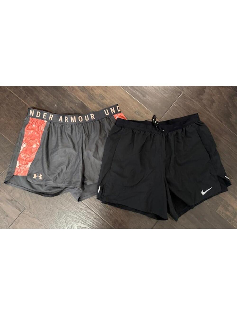 Nike & Under Armour running shorts size Large 2 pairs black/grey and coral